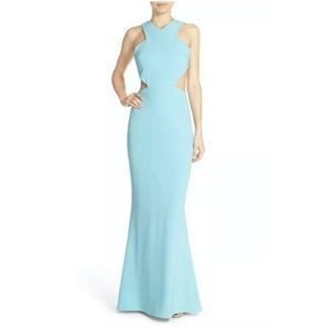 Maria Bianca Nero Backless Stretch Woven Cutout Gown